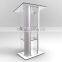 Fixture Displays Clear Acrylic Plexiglass Podium Curved Aluminum Sides Pulpit Lectern
