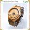 Charming natural wholesale wood watch vogue leather wrist wood watch for men and women with customized logo