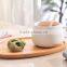 Ceramic Porcelain Espresso Coffee Cup & Wood Saucer Sets