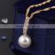 Korean style silver big pearl necklace with earring women's crystal fashion jewelry set T02