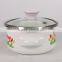 Set Of 3pcs Glass Lid Tulip Design Enamel Casserole Sets With Flowers