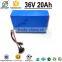 Oem PVC Case 10s 30a BMS 36v lithium ion battery pack for ebike built in 2000mah 18650 cell