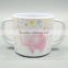 Two handle melamine cup with cute customized printing for kids/children drinking mug