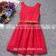 A007#Hot sells lace baby dress with belt kids clothes wholesale princess dress