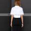 Women's white simple slim fit short sleeve midriff-bearing crop top shirt/blouse