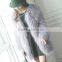 YR701 Hot Sale Fashion White Raccoon Knit Coat/Young Ladies Beautiful Fur Coat