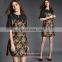 High Qulaity Printed Imitation Silk Short Sleeve Ladies Dress