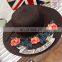 Flowers Patch Letters Embroid Large Eaves Straw Hat Holidays Sandbeach Topee
