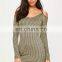 Green Rib Twist Shoulder Detail Bodycon Mini Dress in Slim Fit