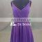 Stunning v neckline open back short chiffon pleating real sample bridesmaid dress gown