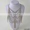 NEW WOMEN SILVER MULTI LAYERS TIE TUXIDO CHAINS WAVE METAL BODY JEWELRY