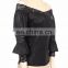 Gothic off-shoulder top made of soft stretchy wet leather look fabric