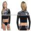 custom made black crop top rash guard women wholesale