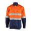 Wholesale high visibility cotton men's long sleeve work shirt with reflective strips