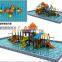 Water slide of wooden pirate ship for children and adults with water park