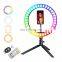 6 8 10 12 18 inch LED portable changing RGB color photograph make up selfie ring fill light with Tripod Stand