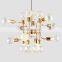Wholesale Nordic Modern Home Decor Glass Lampshade Pendant Lights Gold Ceiling Lights Multi Heads Chandelier Lamp