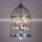 American countryside retro metal crystal bird cage chandeliers industrial chandelier lighting