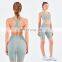 Tik Tok High Elastic Front Zipper Sport Bra Biker Shorts Sets Women Fitness Yoga Wear