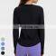 Custom Sportswear Running Clothing Casual Workout Shirts Long Sleeve Fitness Top Women High Stretch Ribbed Loose Yoga T Shirt