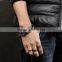Dubai rock style big bead bracelet global best selling black matte bead bracelet with wolf head part