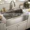 Stainless steel kitchen sink with curved apron for farmhouse