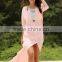 Solid Color Pockets Stand Neck Floor Length 3/4 Sleeve Summer Cover Up Beach Dress