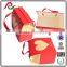 Folding Red gift box with handle and heart picture