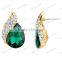 Fashion gold Green crystal Pear Drop Earrings