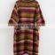 Batwing Sleeve Multicolor Strip Casual Cardigan Outcoat