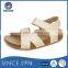 2016 Fashionable Golden Leather Girls Sandals With Cork Sole