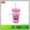 16oz bpa free plastic beverage to go tumbler with straw