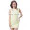 Yellow color sleeveless with hole back zipper lace girl summer dress