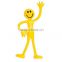 Custom plastic yellow man smiley bendable fidget stress relief toy,plastic smiley man toy,oem bendable fidget relief toy