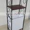 3 tiers metal Bathroom Scroll Storage Organizer Laundry Sorter with 2 storage shelves Laundry Hamper