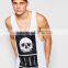 White Screen Printed Muscle Tank Top Wholesale