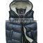 new arrival garment manufacturer sleeveless hood down feather elastic hem navy color sleeveless men coat