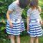 2017 new style Baby Clothes cheap wholesale Children's Boutique short sleeve blue summer children's stripe dress