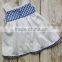 Wholesale Price Blue Grid With Bottom Ric Rac Short Frock Casual Dress