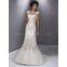 Cap sleeves satin and organza material beaded mermaid bridal wedding gown custom made