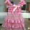 Wholesale top quality leopard christening rustic baby girls lace petti dress M5061813