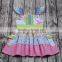 Quatrefoil flutter sleeve fashion girls summer dress kids clothes girls dresses