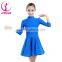 New Girls Candy Color Ballroom Tango Dance Costumes 3/4 Long Sleeve Dance Practice Clothing Turtleneck Toddler's Party Dress