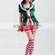 Celebration Day Velvet Holiday Christmas Elf Costume Women With Hat