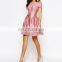  Designer One Piece Party Dress Pink Midi Prom Dress With Embroidery and Cap Sleeve
