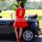 Red Gorgeous Sweet Party Dress 1/2 Sleeve A Line Mini Hollow Ruffles Lace Prom Dress