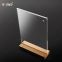 A5 140 * 258 * 48 mm Acrylic Table Stand menu Holder With Wood Base