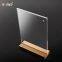 A5 140 * 258 * 48 mm Acrylic Table Stand Menu Holder With Wood Base