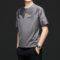 2021 summer round neck mulberry silk short sleeve t-shirt men's loose silhouette Hong Kong style trend men's thin fall shoulder T-shirt