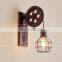 American Style Antique Wall Lamp Creative Pulley Vintage Iron American Wall Lamp Modern Black Wall Lights